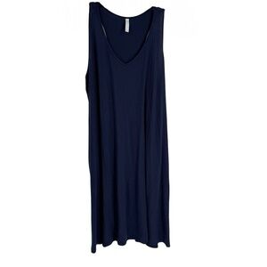Cacique Women Size 22/24 Navy Blue Ribbed Nightgown Sleeveless Midi Cover-up